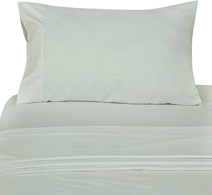 ROYALE LINENS 300 Thread Count 100% Long Staple Combed Cotton Sheet Set - 4 Piece Queen Bed Sheets - 1 Fitted, 1 Flat & 2 Pillow Cases - Soft Cool & Crisp Sheet Set (Queen, Sage)