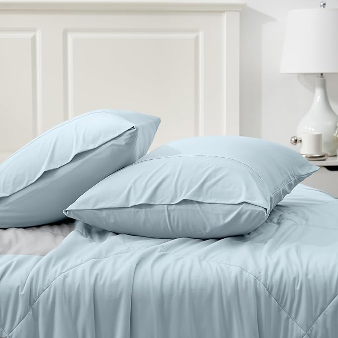 Cozy Bliss Cooling Pillow Cases for Hot Sleepers, Q-Max>0.45, King Size Set of 2, Soft & Silky Pillow Covers with Envelope Closure,Gift, Blue, 20x36 Inches