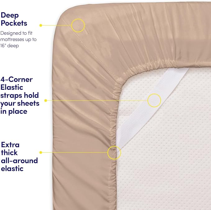 1500 Supreme Collection Twin XL Sheet Sets Taupe - 3 Piece Bed Sheets and Pillowcase Set for Twin XL Mattress - Extra Soft, Elastic Corner Straps, Deep Pocket Sheets, Twin XL Taupe