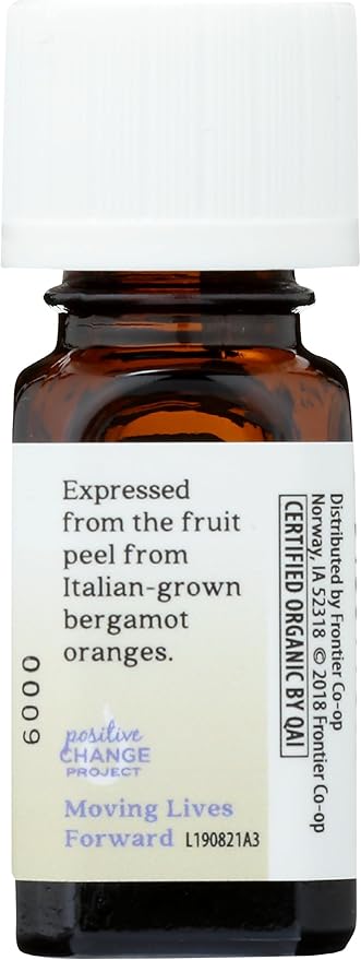 AURA CACIA Organic Bergamot Essential Oil, 0.25 FZ