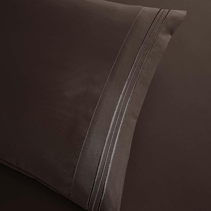 Clara Clark Queen Sheets, 6 Piece Set - Hotel Luxury Sheets for Queen Size Bed, Super Soft Bedding Set, Chocolate Brown
