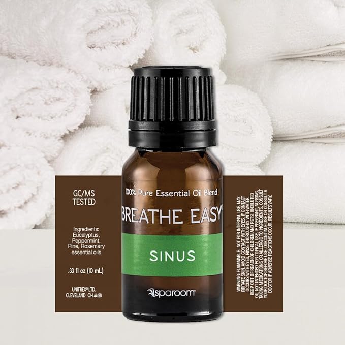 SpaRoom Aromatherapy 100% Pure Undiluted Essential Oil, Breathe Easy Sinus Blend, 10 mL