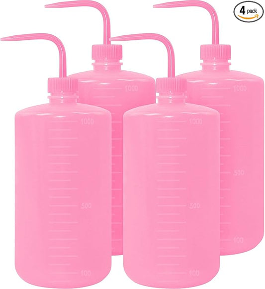 4 Packs Tattoo Wash Bottle Water Squirt Squeeze Diffuser Bottles (Pink, 1000ml)