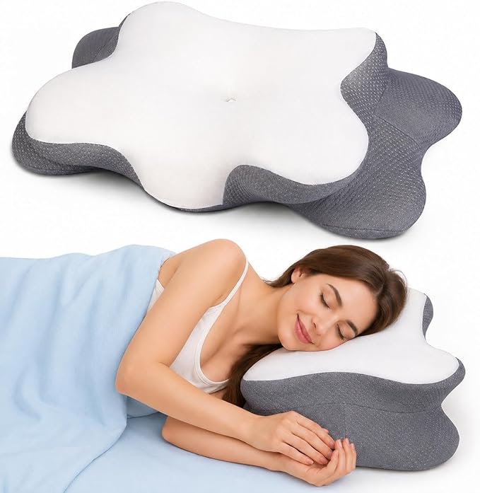 VALTER Cervical Neck Pillow for Pain Relief, Ergonomic Side Sleeper Pillow for Neck Support, Cooling Memory Foam Pillow for Sleeping, Contour Orthopedic Bed Pillow for Back and Stomach Sleepers