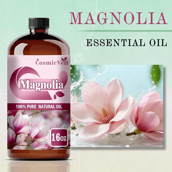 Magnolia Essential Oil Magnolia Oil for Aroma Diffuser,Humidifier,Home Fragrance,Cleaning,Body Care,Massage,Yoga,DIY Candle,DIY Soap CosmicVeil（Magnolia，16 Fl Oz (Pack of 1)）