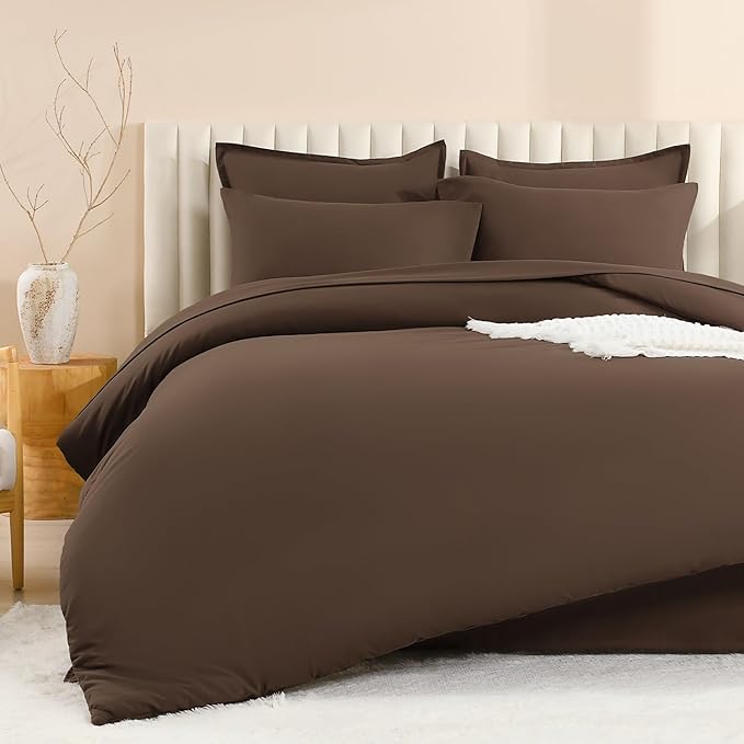 Litanika Oversized King Comforter Sets Brown - 7 Pieces Bed in a Bag Oversized King Bedding Comforter Sets, Solid Lightweight Bed Set with Comforter, Sheets, Pillowcases & Shams