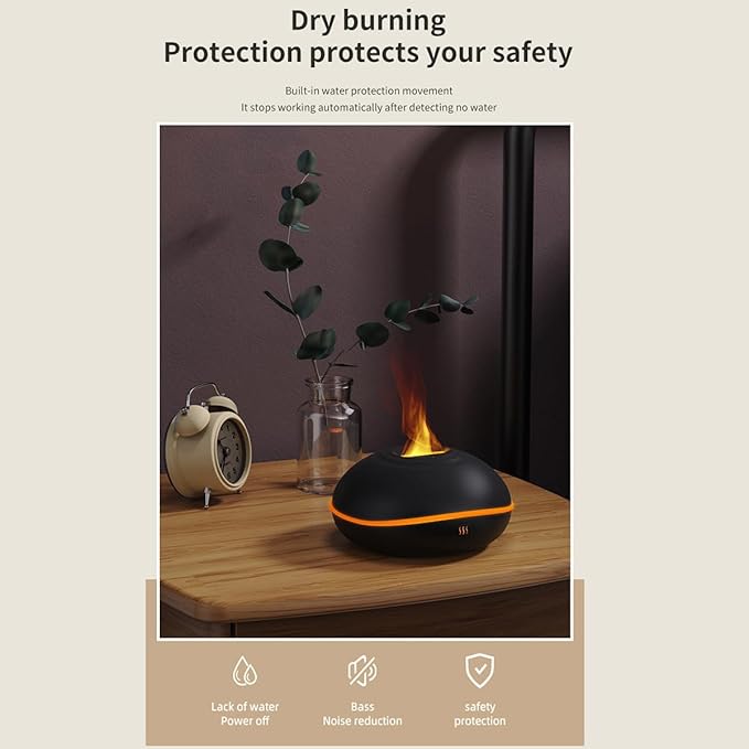 ThreeH USB Essential Oil Diffuser 200ml Ultrasonic Aromatherapy Humidifier with 7-Color LED Mood Light & Auto Shut-Off for Bedroom Office Home(Black)