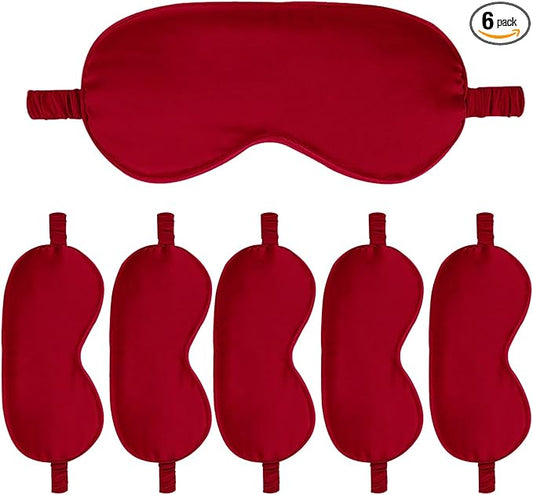 6PACK Silk Sleep Mask Satin Eye Masks Blackout Silky Eyeshade Cover Soft Blindfold Eyeshades for Women Sleeping Travel Gift