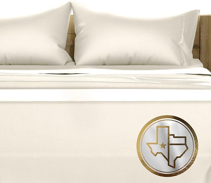 TEXAS LINEN CO. 100% Egyptian Cotton Queen Sheets Set - Luxury 1500 Series Couture Comfortin' Collection Egyptian Cotton Sheets Queen Size Bed Set (4 PC, Ivory), 17" Deep Pocket, Hotel Bedding Set