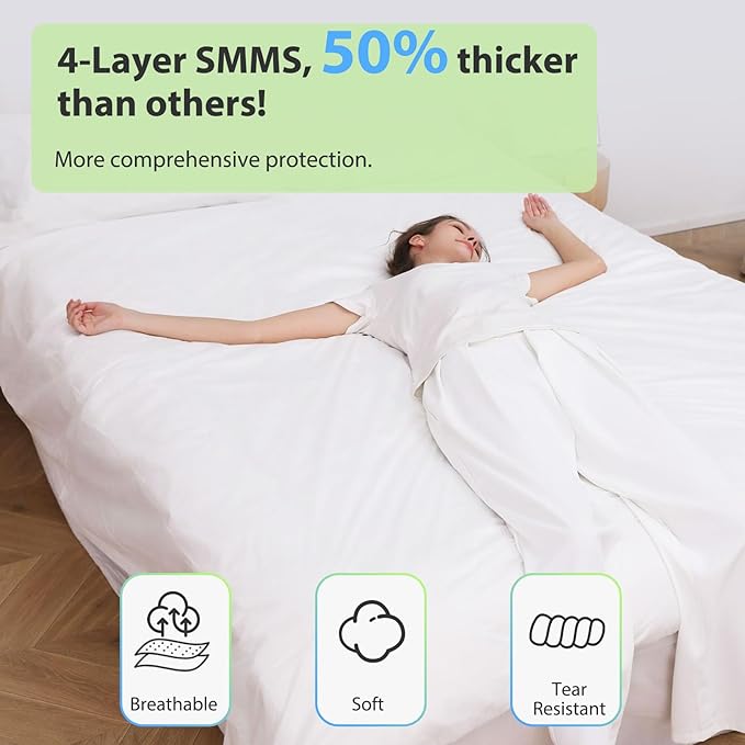 2 Pack Disposable Bed Sheets for Hotel, Portable Bedspread, Disposable Bedding Set with 2 Bed Sheet 2 Quilt Cover and 4 Pillowcase for Travel