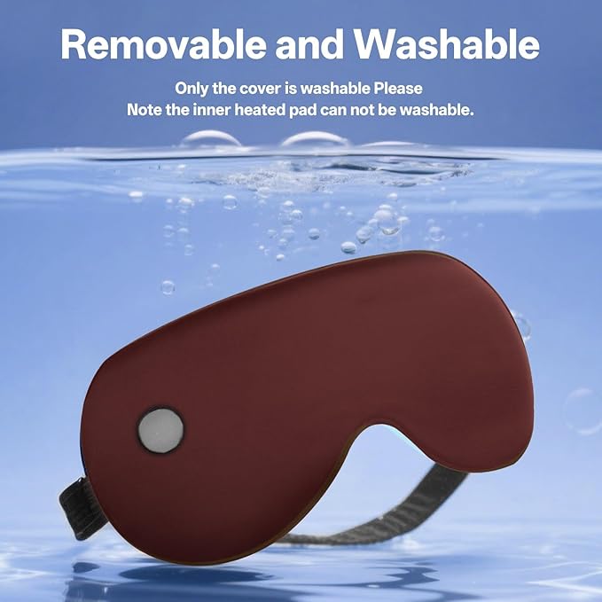 Silk Cordless Heated Eye Mask for Dry Eyes, Cordless Eye Mask Electric Warm Compress for Fast Eye Relief Rechargeable USB Heat Relax Mask for Sleep Red