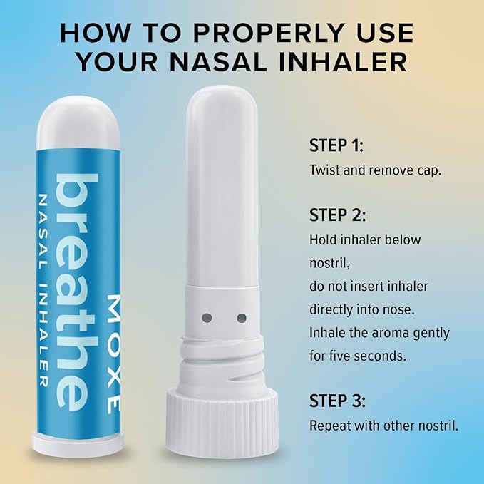 MOXE Breathe | Himalayan Salt Inhaler | Help Clear Congestion, Boost Focus and Improve Breathing | Natural Aromatherapy | Peppermint, Lavender and Tee Tree Essential Oil (3 Pack)…