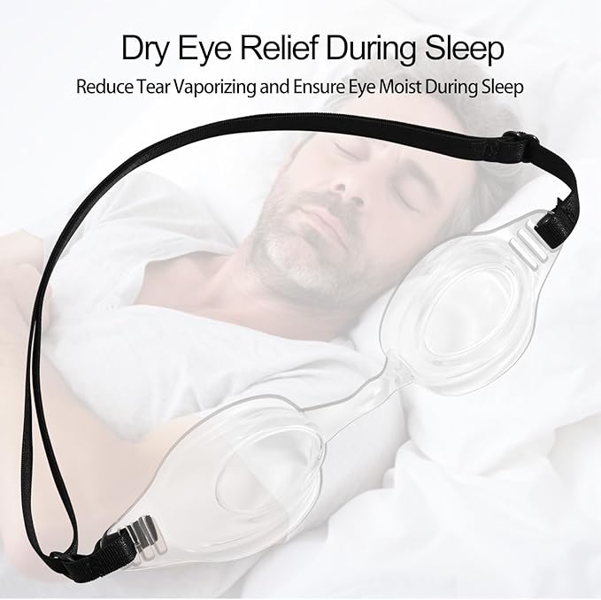 Dry Eye Relief Moisture Chamber Goggles - Adjustable Night Sleep Eye Protection for Chronic Dry Eyes, Post-LASIK Recovery & Evaporative Tear Relief