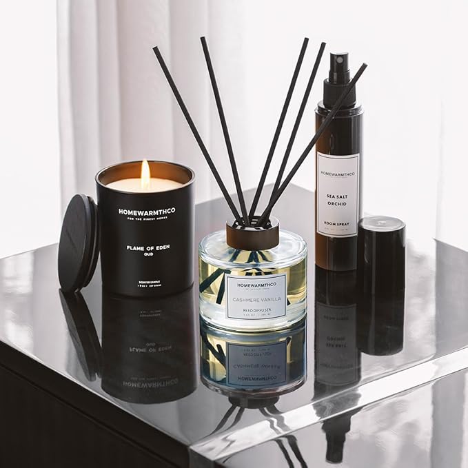Cashmere Vanilla Reed Diffuser Set - Luxury Fragrance Reed Diffusers for Home. Office, Bathroom, Kitchen and Home Decor - Long-Lasting Scent with Non-Toxic Oils (5.63 oz, 160ml)