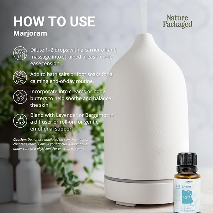 Marjoram Essential Oil - Direct from Al Sheikh for Export Egypt - Steam Distilled - Aceite de Mejorana for Aromatherapy, Massage, Diffuser, DIY Candle and Soap Making - 8oz