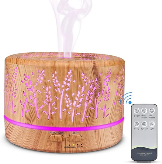 500ml Essential Oil Diffuser, Premium Aromatherapy Diffuser Humidifier with Timer and Auto-Off Safety Switch, 7 Colors Lights, Ultrasonic Cool Mist Diffuser for Home Office Room