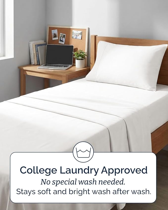 Extra Deep Twin XL Sheet Set - 3 Piece Breathable & Cooling Bed Sheets - Easily Fits 18 to 24 inch Mattress - Soft, Wrinkle & Fade Free with Extra Deep Pockets - Hotel Luxury Bedding - Antique White