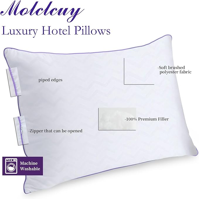 MOLCLCUY Bed Pillows Standard Size Set of 4,Hotel Collection Pillow for Side and Back Sleepers,Super Soft Down Alternative Microfiber Filled