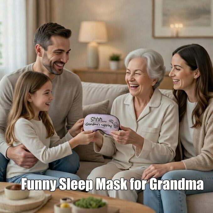Shhh...Gandma is Napping. Funny Sleeping Mask for Grandma. Ultra Soft Sleep Mask with Adjustable Strap. Gift idea for Birthday, Mother's Day, Get Well Soon, Christmas Stocking Stuffer.
