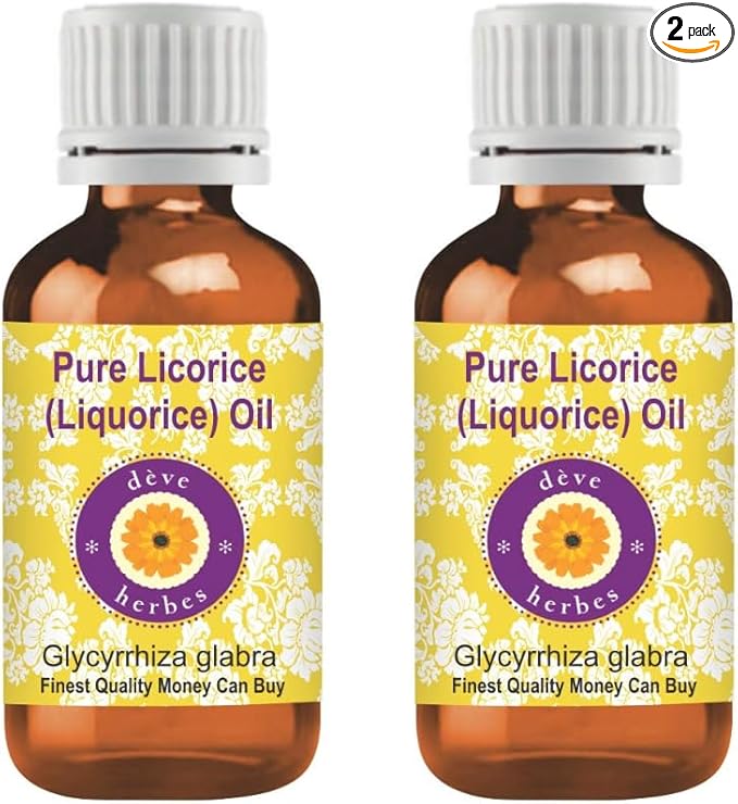 Deve Herbes Liquorice Oil (Glycyrrhiza glabra) | Infused | Pure | Non-Sticky | Lightweight | for Facial Care | Men & Women | 30ml X 2 (2 oz)