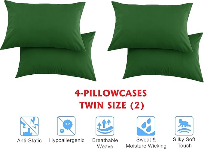 Elegant Comfort Luxury Soft Bed Sheets 1500 Premium Hotel Quality Microfiber Softness Wrinkle and Fade Resistant (6-Piece) Bedding Set, King, Hunter Green