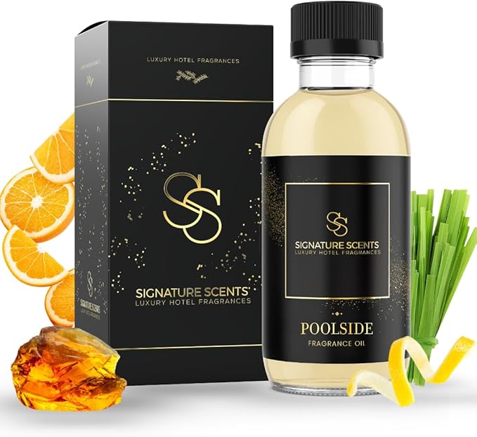 Signature Scents - Luxury Hotel Fragrances - Hotel Fragrance Oil - Diffuser Oil Blends for Aromatherapy (Poolside) 4.05 Fl Oz (120ml)