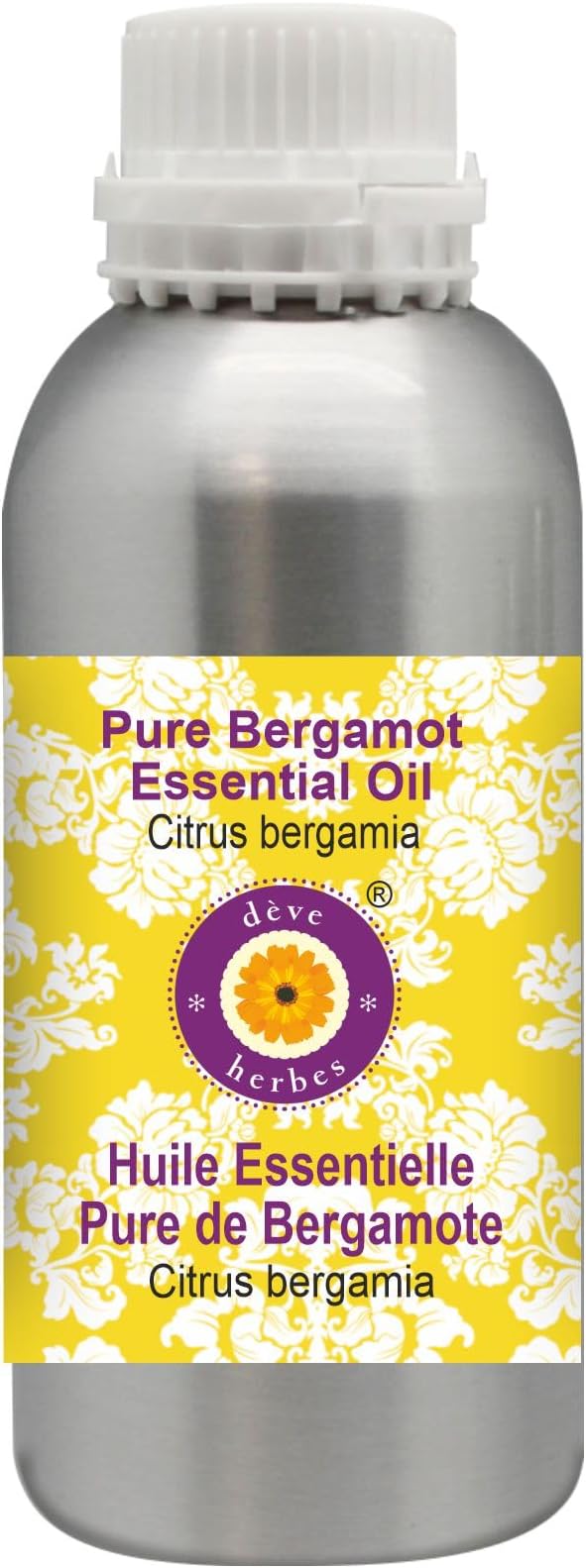 Deve Herbes Pure Bergamot Essential Oil (Citrus bergamia) Steam Distilled 1250ml (42 oz)