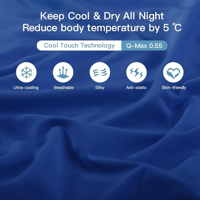 Elegear Cooling Pillow Cases for Hot Sleepers, Japanese Q-Max>0.55 Arc-Chill Cooling Pillowcases, Double Sided Elastic Cooling Pillow Covers with Hidden Zipper Set of 2 - King (20" x 36")