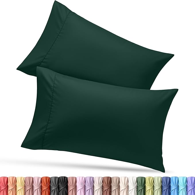 Utopia Bedding Standard Pillow Cases - 2 Pack - Envelope Closure - Soft Brushed Microfiber Fabric - Shrinkage and Fade Resistant Pillow Covers Standard Size 20 X 26 Inches (Standard, Emerald)