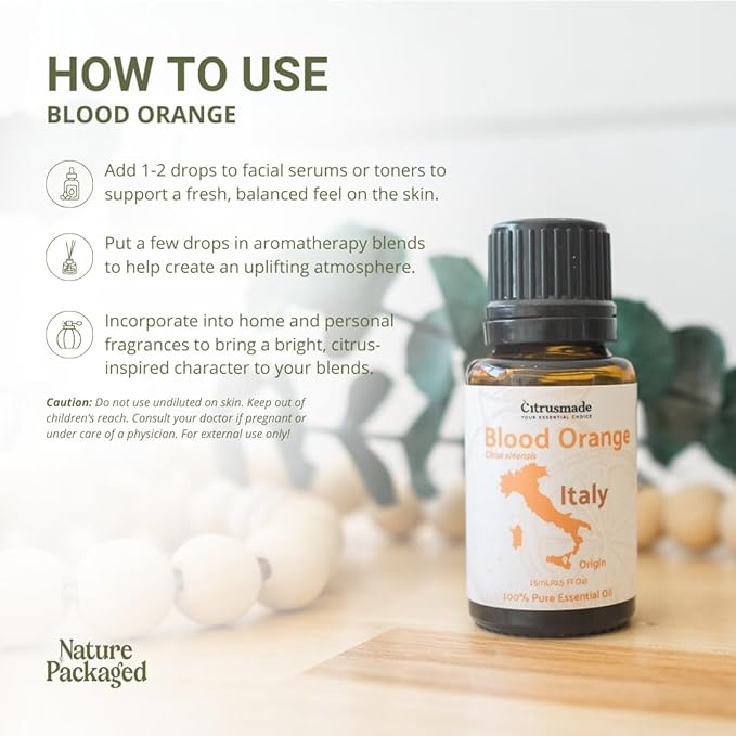 Blood Orange Essential Oil - Direct from Citrusmade in Sicily - Pure Essential Oil for Diffusers and Aromatherapy - Natural Citrus Scent | 100% Pure Therapeutic Grade (22lbs)