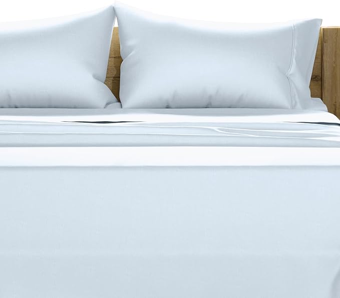 TEXAS LINEN CO. 100% Egyptian Cotton King Sheets Set - Luxury 1500 Series Couture Comfortin' Collection Egyptian Cotton Sheets King Size Bed Set (4 PC, Light Blue), 17" Deep Pocket, Hotel Bedding Set