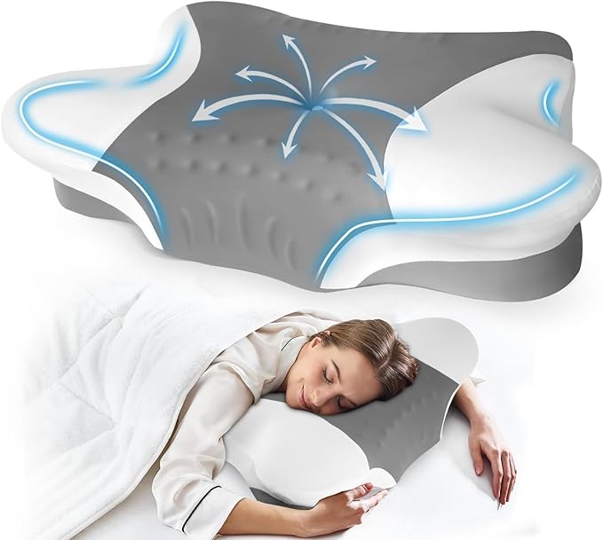 Cervical Neck Pillow for Side Sleeper - Memory Foam Pillows Ergonomic Neck Support for Pain Relief Contour Memory Foam - Adjustable Orthopedic Bed Pillows with Breathable Pillowcase Queen Size
