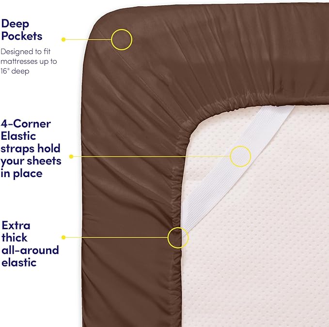 1500 Supreme Collection Bed Sheets - PREMIUM QUALITY BED SHEET SET & LOWEST PRICE, SINCE 2012 - Deep Pocket Wrinkle Free Hypoallergenic Bedding - Over 40+ Colors - California King, Brown