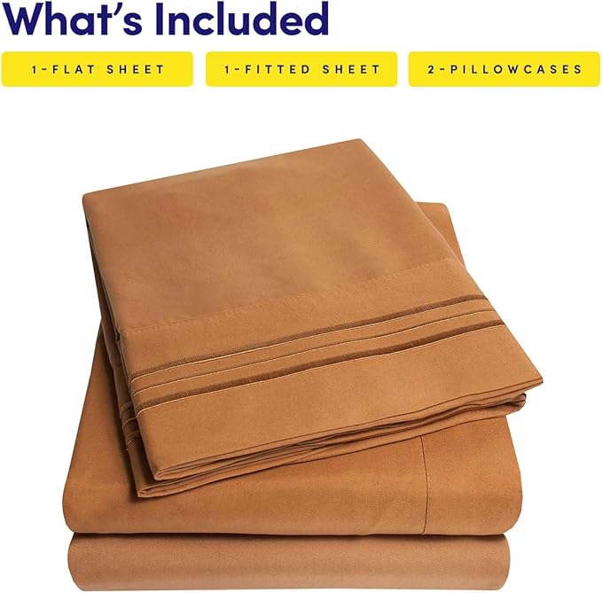 1500 Supreme Collection Queen Sheet Sets Mocha Brown - Luxury Hotel Bed Sheets and Pillowcase Set for Queen Mattress - Extra Soft, Elastic Corner Straps, Deep Pocket Sheets, Queen Mocha Brown