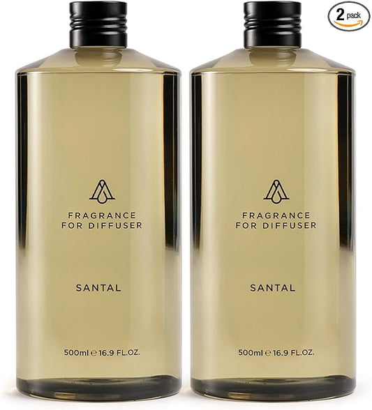AromaPlan Hotel Scents Santal 2-Pack (16.9 Fl Oz/500ml Each) Home Luxury Aroma & Hotel Fragrance Diffuser Oil-Hotel Diffuser Oil for Aromatherapy-USA Made, Bigger Bottle, Bolder Aroma & Longer Lasting