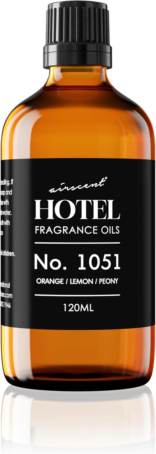 AirScent Citrus Zest Hotel Diffuser Oil No. 1051 - Orange Lemon Peony - Premium Fragrance Oil for Ultrasonic and Waterless Diffusers and Crafting - 120 mL, 4 fl oz Glass Dropper Bottle