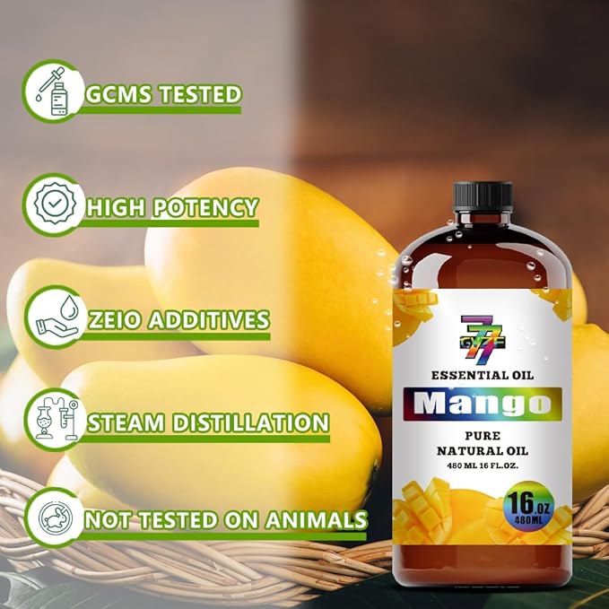 Mango Essential Oil - Mango Oils for Diffusers, Humidifiers, DIY Candles, Soap, Cleaning, Home, Office, Yoga, Massage, Gifts - 16 fl oz (480 ml) - GV77ZF