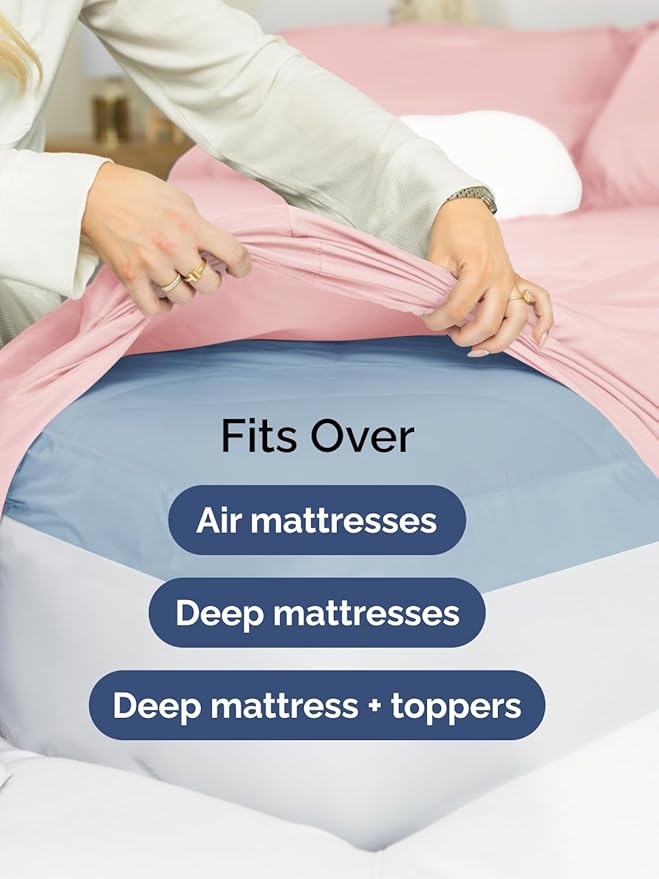 Extra Deep King Sheet Set - 4 Piece Breathable & Cooling Bed Sheets - Easily Fits 18 to 24 inch Mattress - Ultra Soft, Wrinkle & Fade Free with Extra Deep Pockets - Hotel Luxury Bedding - Baby Pink