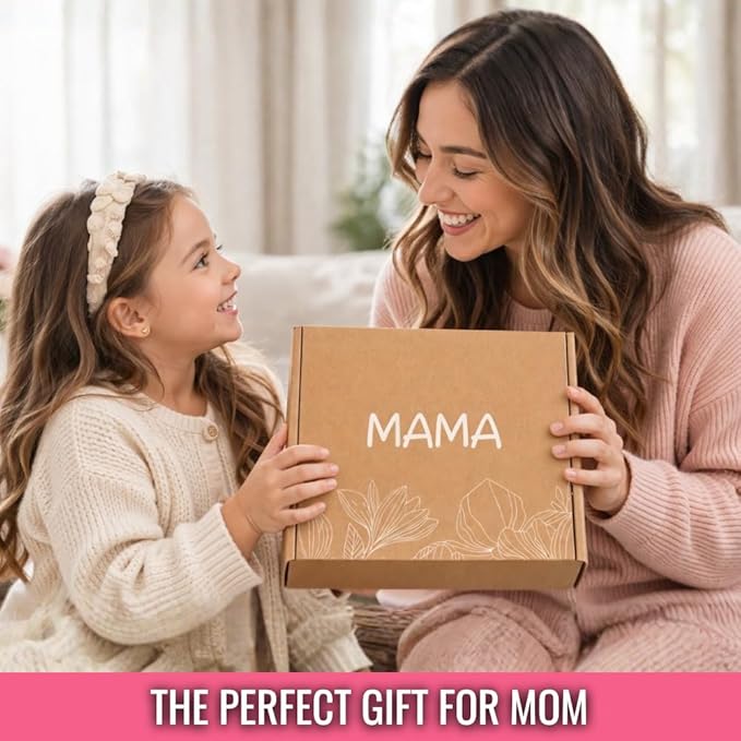 Mother's Day Gifts for Mom – 8 Piece Self Care Spa Gift Set with Cozy Blanket, Mama Mug, Candle & Bath Bombs – Birthday Gift Basket for Women from Daughter Son, Mommy Gift Box