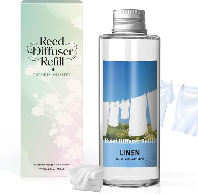 SCENTORINI Reed Diffuser Oil Refill, Linen Diffuser Oil 6.76 Fl Oz, Natural Scented Essential Oil Refill Long Lasting Home Fragrance for Room Spa Aromatherapy Bathroom Home Decor