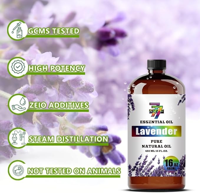 Lavender Essential Oil - Lavender Oils for Diffusers, Humidifiers, DIY Candles, Soap, Cleaning, Home, Office, Yoga, Massage, Gifts - 16 fl oz (480 ml) - GV77ZF