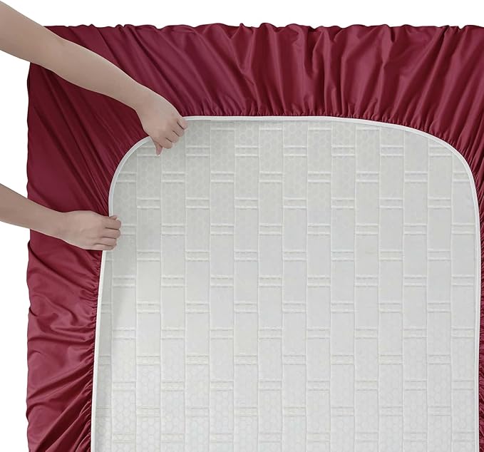 Clara Clark Twin XL Sheets, 5 Piece Set - Hotel Luxury Bed Sheets, Super Soft Bedding Set, Twin XL Size, Burgundy Red