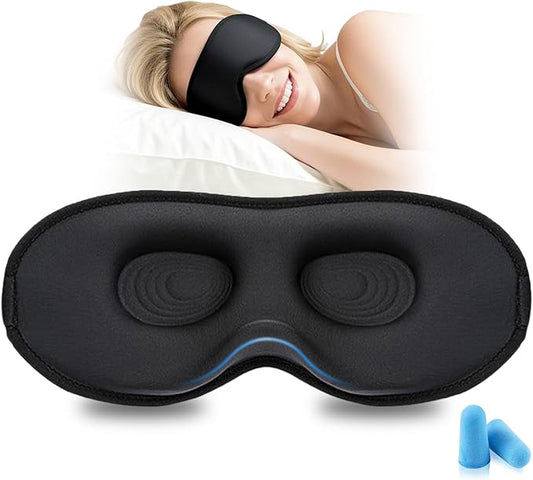 Allfulyun Sleep Mask for Side Sleeper Women Men, 3D Light Blocking Eye Mask,Soft Breathable Eye Shade Cover, Comfortable Night Blindfold,Zero Pressure Sleeping Mask for Travel, Nap, Black
