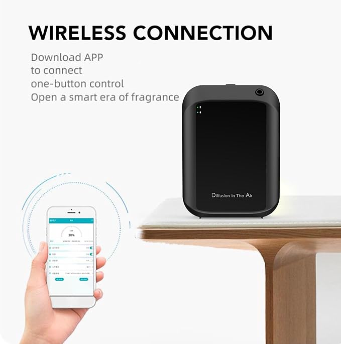 Bluetooth Smart Scent Air Machine Aromatherapy Diffuser with APP Control 150ml Essential Oil Diffuser Wall Mountable for Hotel Spa Home Office Black and White (Black)