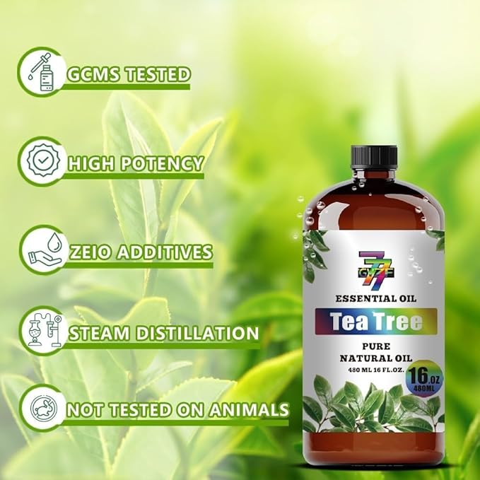 Tea Tree Essential Oil - Tea Tree Oils for Diffusers, Humidifiers, DIY Candles, Soap, Cleaning, Home, Office, Yoga, Massage, Gifts - 16 fl oz (480 ml) - GV77ZF
