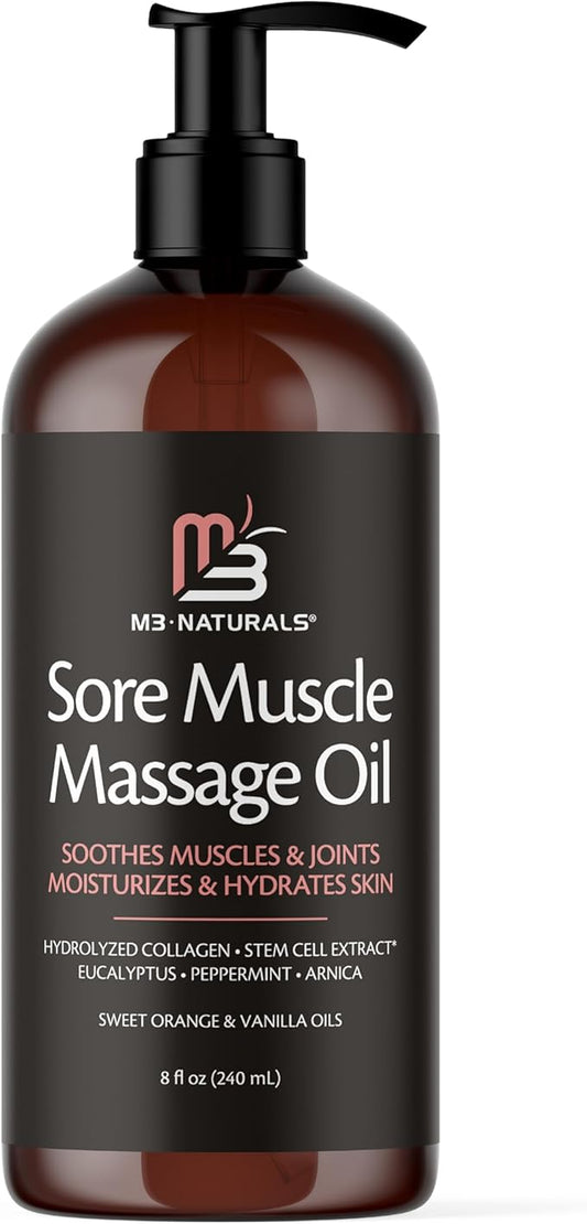 Arnica Sore Muscle Massage Oil with Collagen, Stem Cells, and Menthol, Anti-Cellulite Therapy for Full Body, Fast-Absorbing Multipurpose Treatment by M3