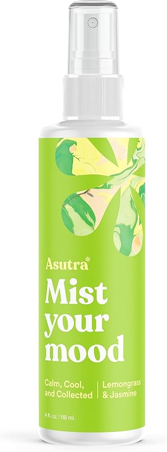 Asutra Lemongrass & Jasmine Multi-Use Natural Aromatherapy Room Spray, Calming Linen & Pillow Mist, Fabric Spray for Sleep & Bed, 4 fl oz