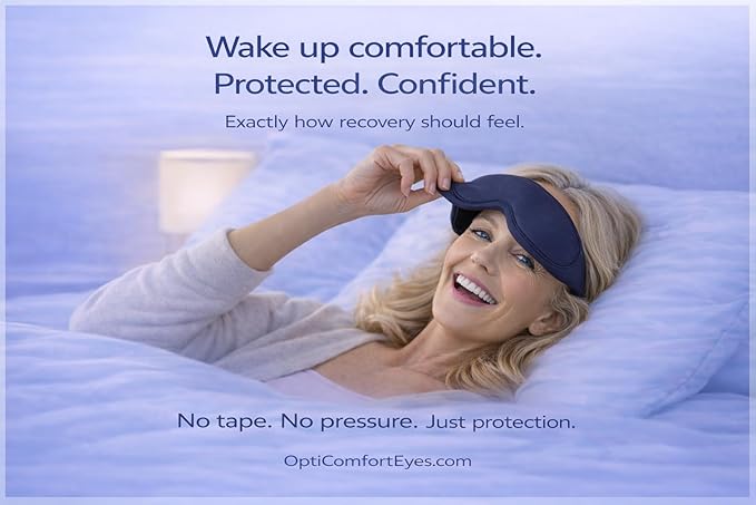Sleep Mask for Cataract & LASIK Recovery – Adjustable Precision Shield System – 3D Contoured Eye Protection for Comfortable Sleep.