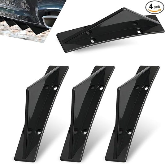 4 PCS Car Lower Bumper Lip Diffuser, 4.9" x 2.5" Spoiler Fin Protector, Vehicle Rear Splitter Lip Wing, Universal for Most Cars (Bright Black)