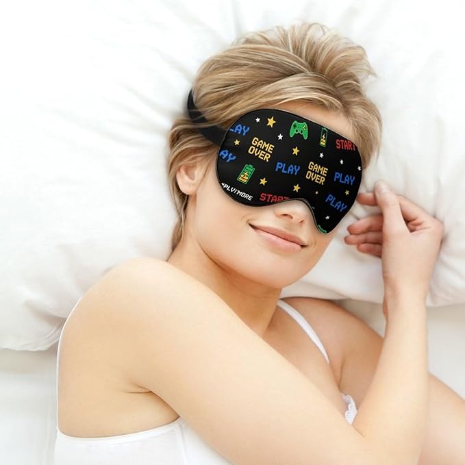 Kids Sleep Mask Game Video Games Boys Sleep Eye Mask Blindfold with Adjustable Strap Soft Eye Mask Sleep for Blocking Out Lights Game Room Decor